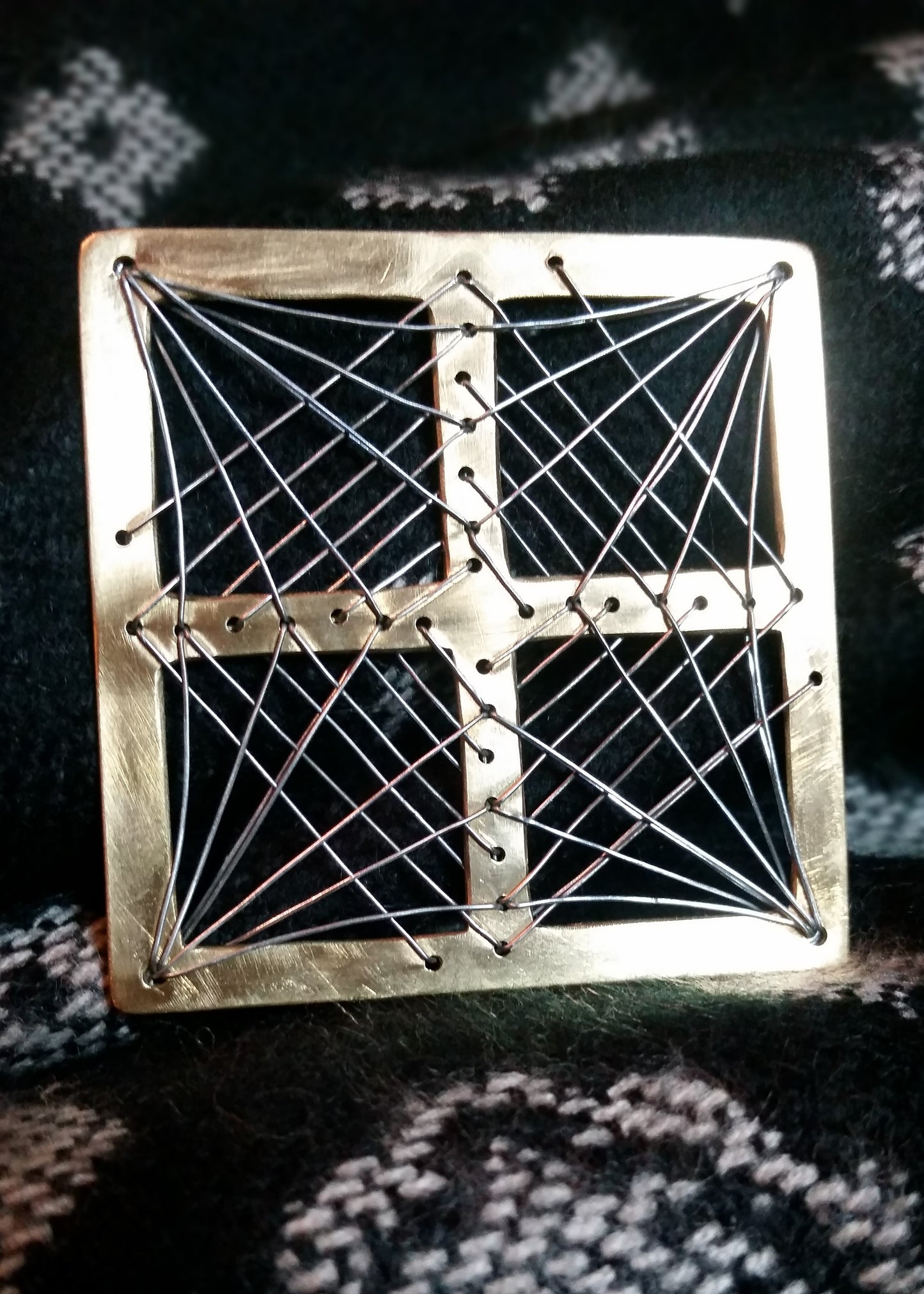 "Portal" Square Wire Wrapped Brass Pendant