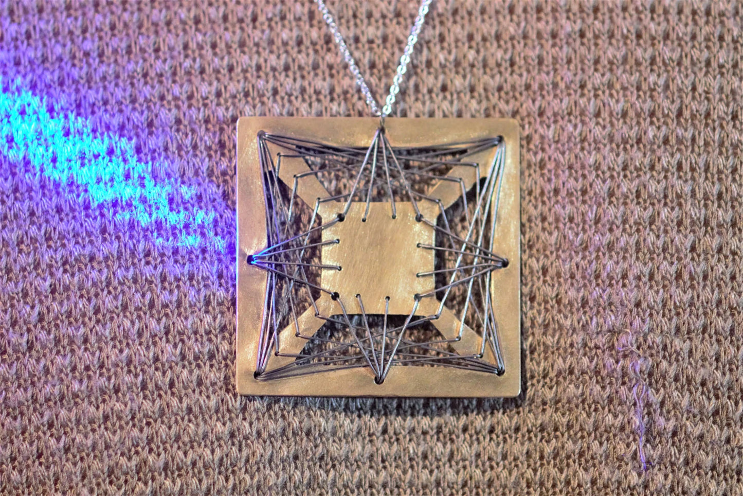 "Infinitum" Square Wire Wrapped Brass Pendant