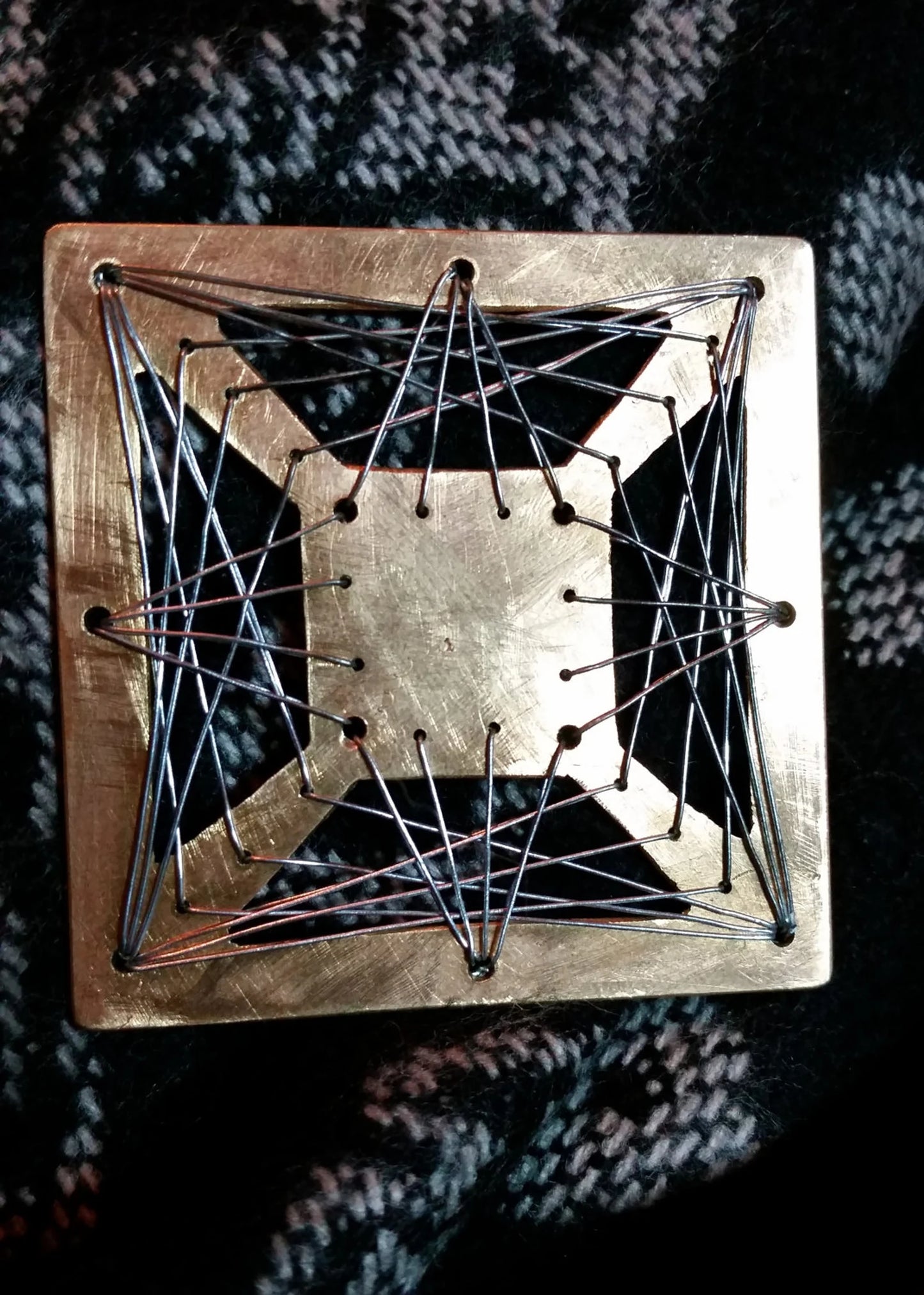 "Infinitum" Square Wire Wrapped Brass Pendant