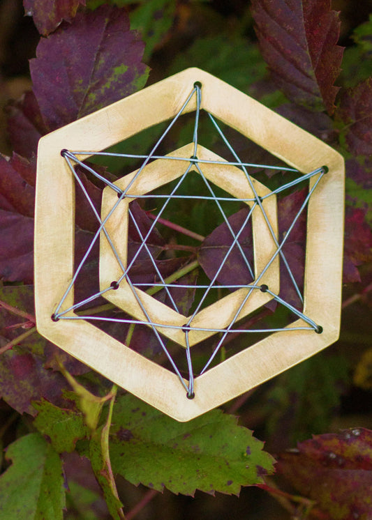 "Icosahedron" Floating Brass Pendant