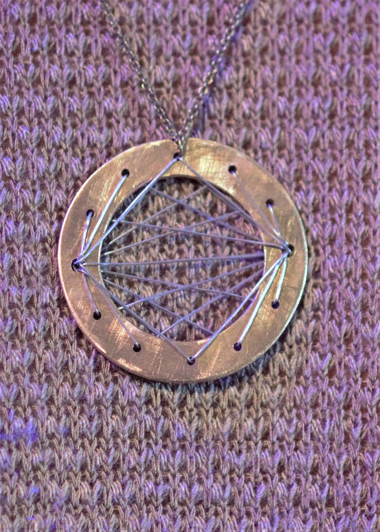 "Orbit" Circular Brass Wire Wrap Pendant